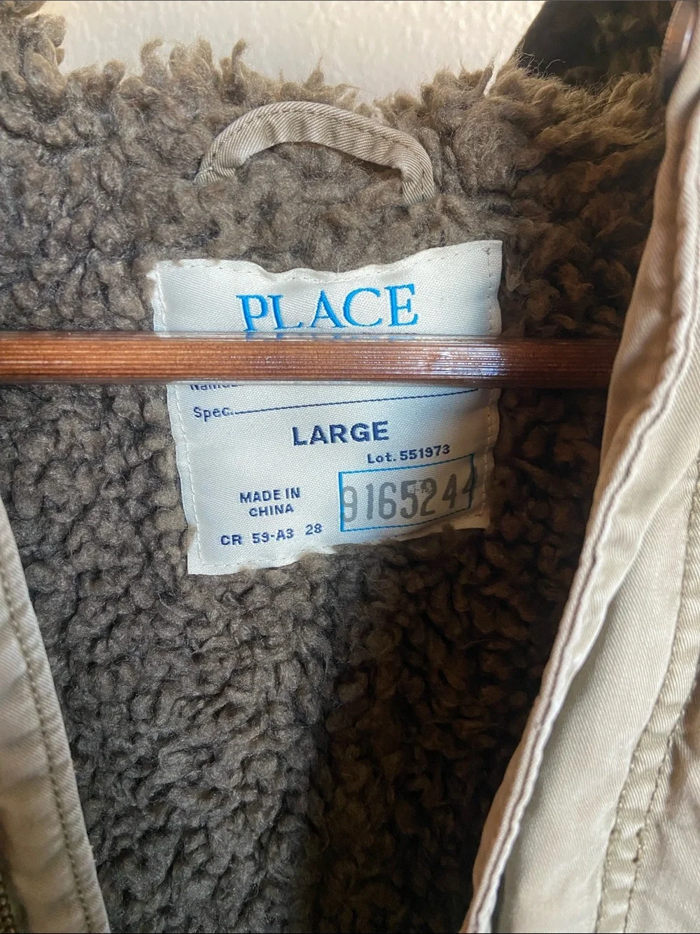 Place Tan Hooded Sherpa-Lined Field Jacket